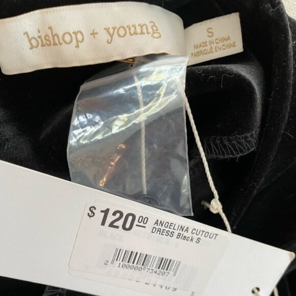 BISHOP + YOUNG Angelina Velvet Cutout Asymmetrical Long Sleeve Dress S Black NWT - Picture 6 of 8